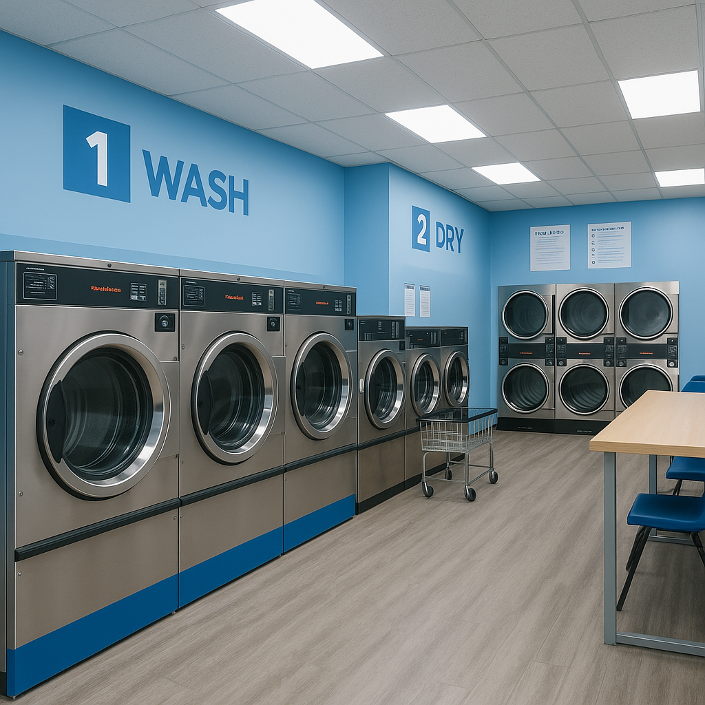 Ambiente limpo e organizado da lavanderia