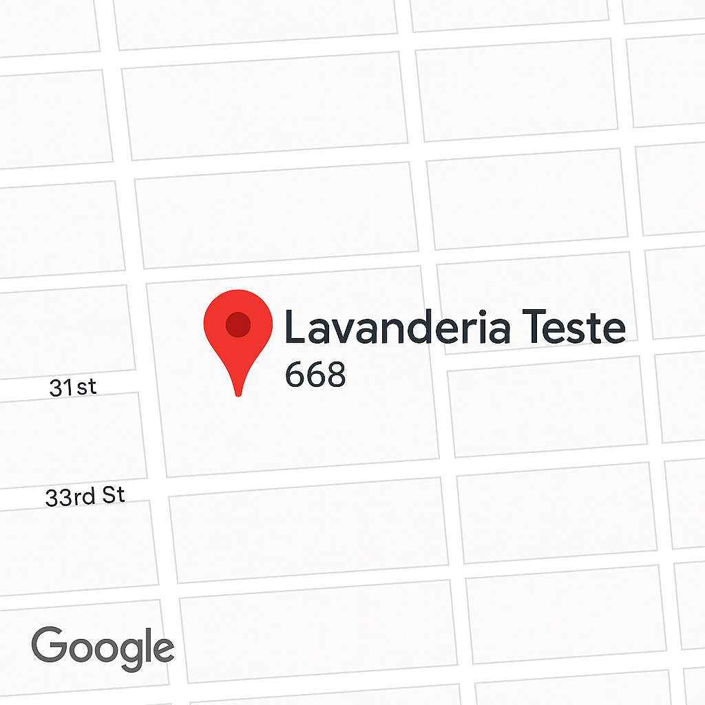 Mapa mostrando a localização da Lavanderia Teste